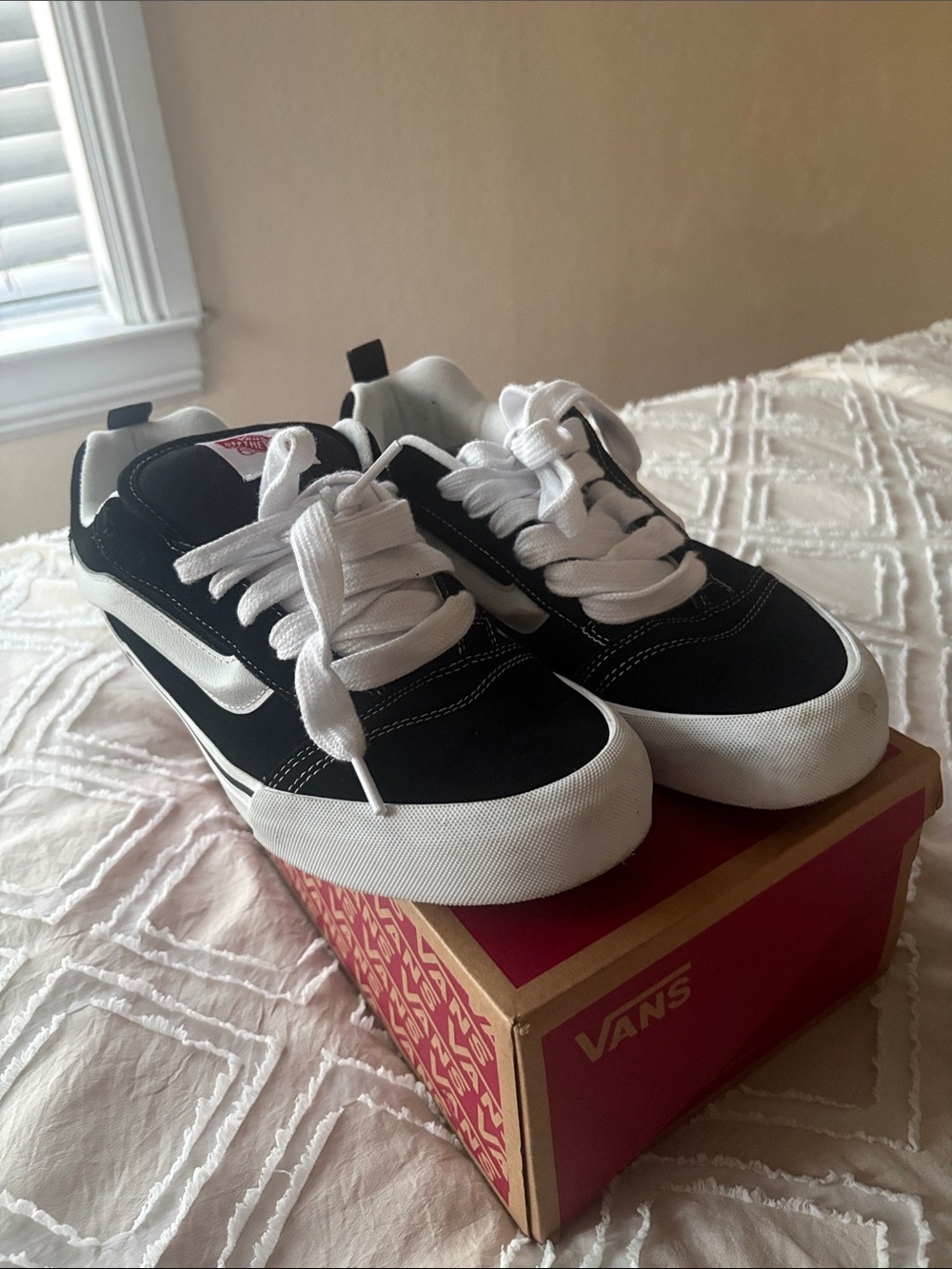 Vans Knu Skool Black and White Skate Shoes